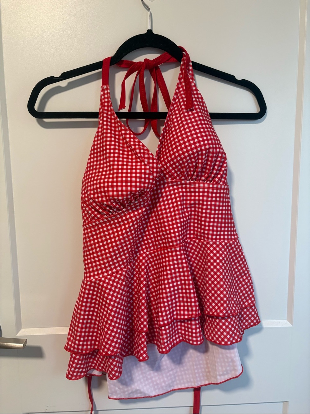 Red Gingham Halter Tankini